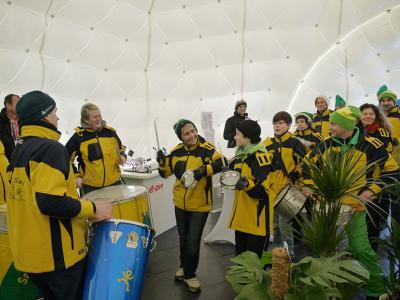 Eventzelt in Obersdorf beim Weltcup Biathlon - Der aiRdome bietet innen viel Platz für Ihr Event