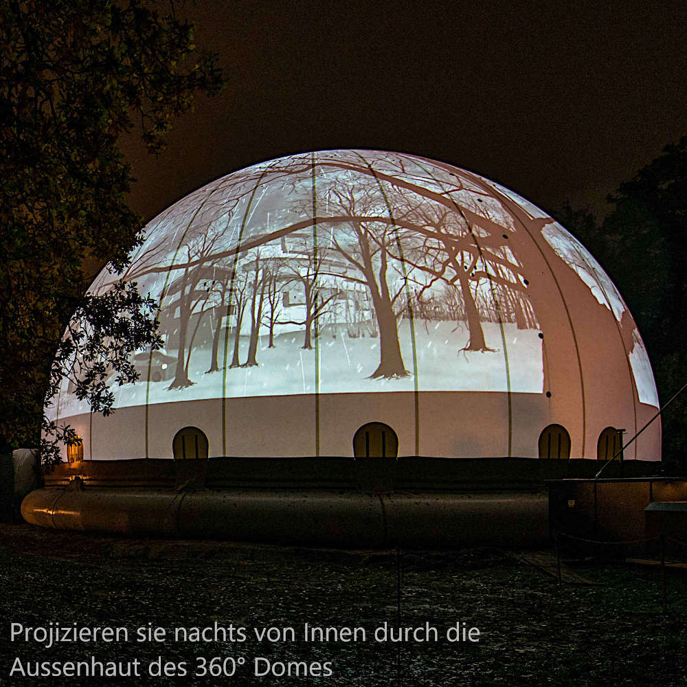 InfinityDome VR 360° Projektion auf die Aussenhülle von Innen in der Nacht..jpg